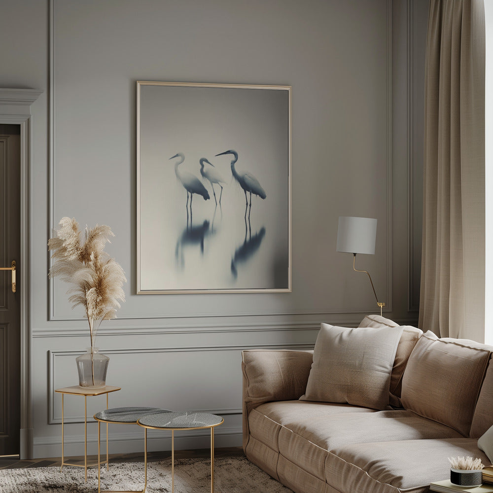 Birds In Lake Poster